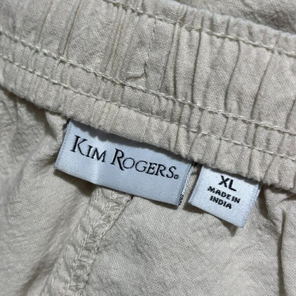 Kim Rogers Khaki Cream Off White Cotton Blend Drawstring Capri Pants – Size XL - Picture 4 of 4